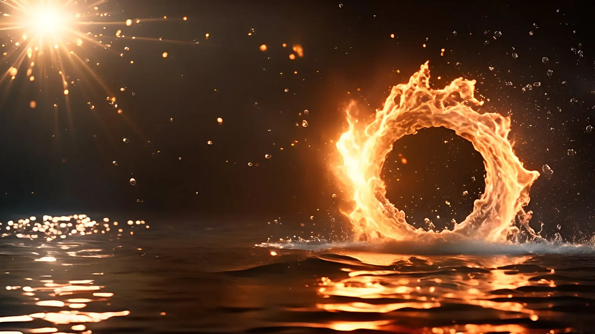 Fiery Water Circle Overlay for Cinematic Logo Animation